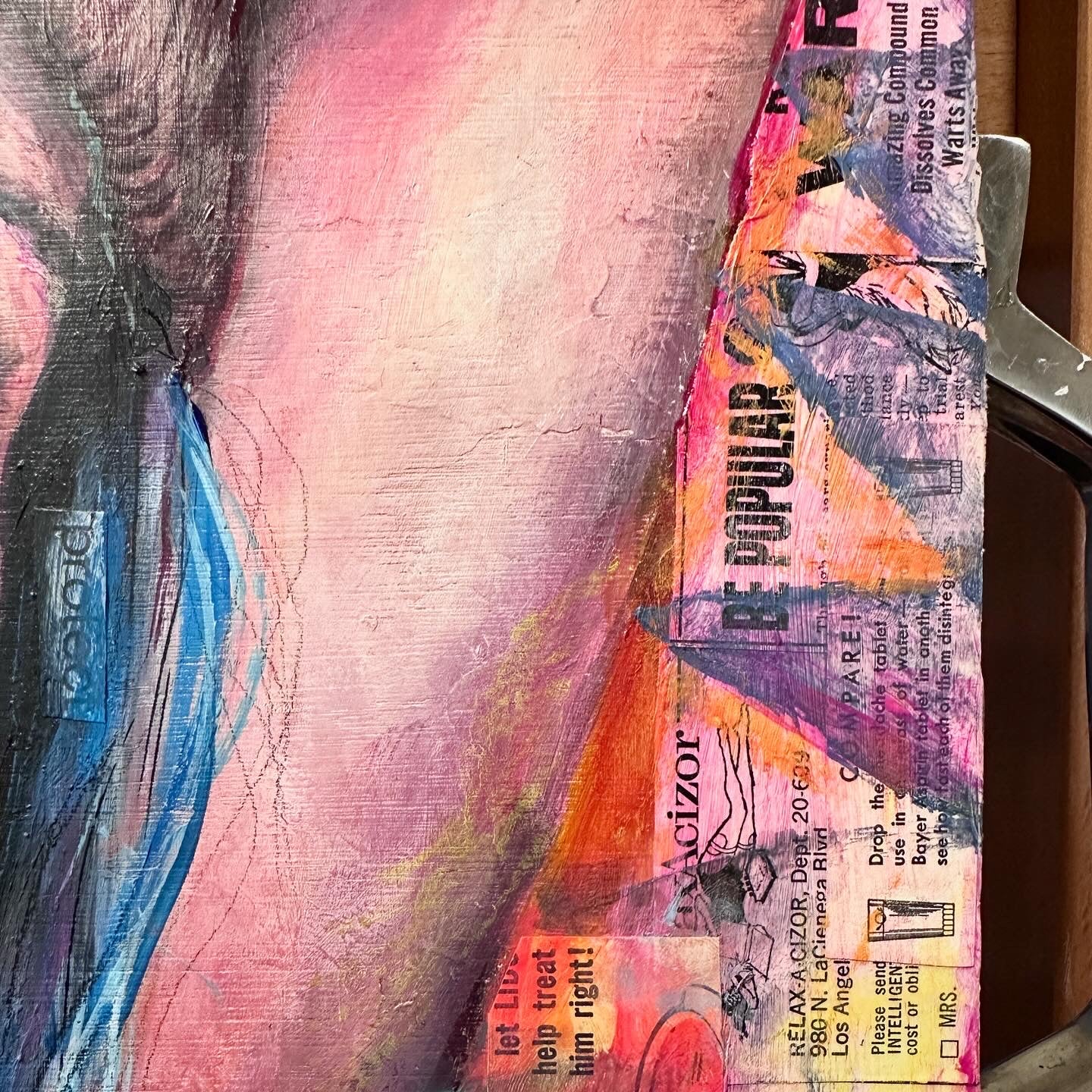 'Thanks, I Already Saved Myself' 23.125x15.5x1.25" Original Mixed Media Painting