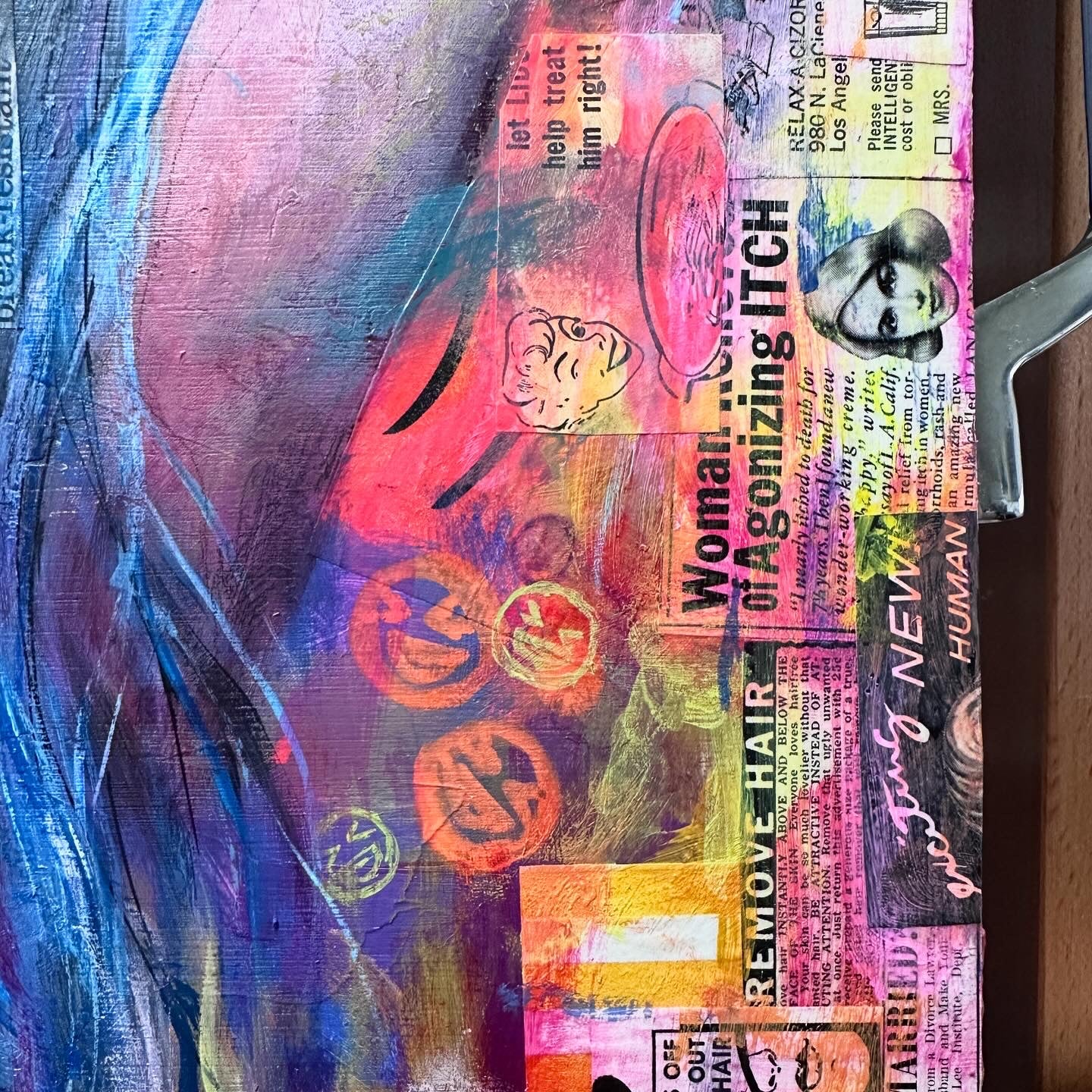 'Thanks, I Already Saved Myself' 23.125x15.5x1.25" Original Mixed Media Painting
