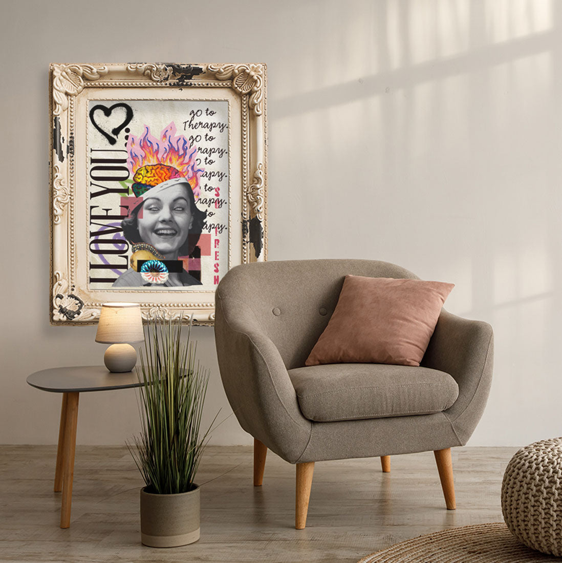 I Love You, Go To Therapy - 18 x 24” Open Edition - Collage Artwork Poster Fine Art Print