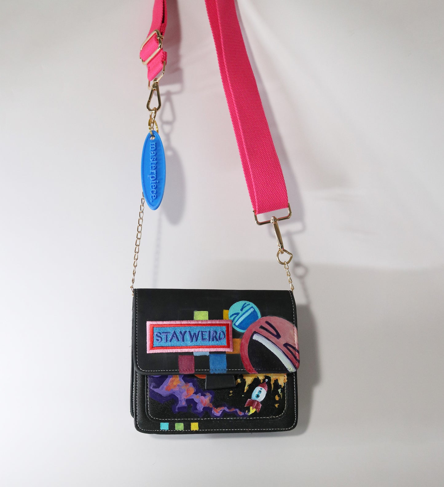 Stay Weird - Hand Painted Up-cycled Purse - One of a Kind