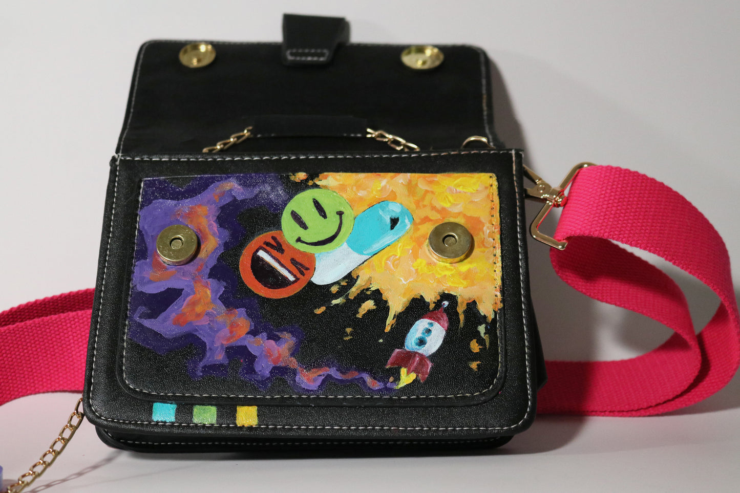 Stay Weird - Hand Painted Up-cycled Purse - One of a Kind