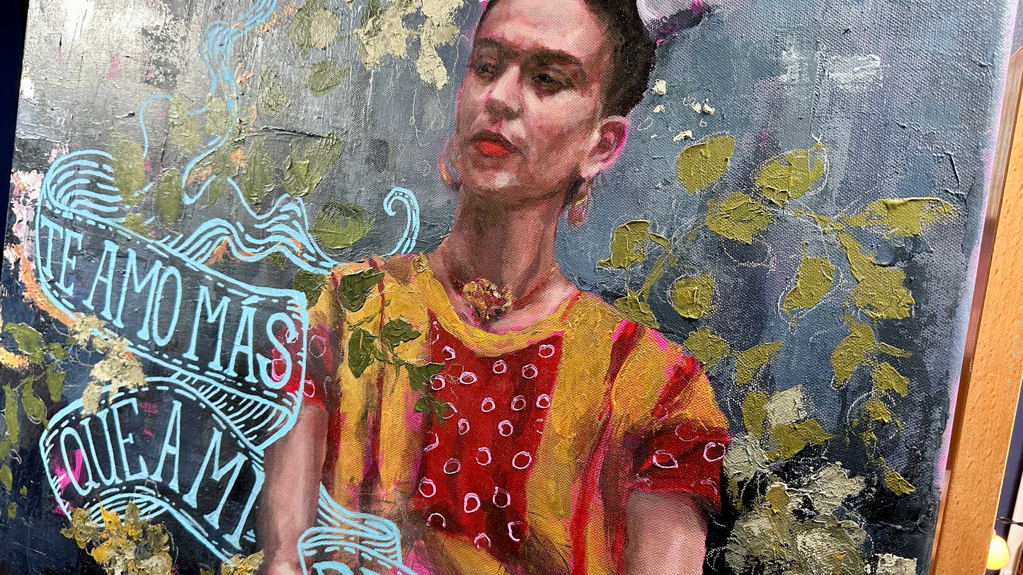 Frida Kahlo Portrait - Mixed Media Painting on Canvas - Unframed