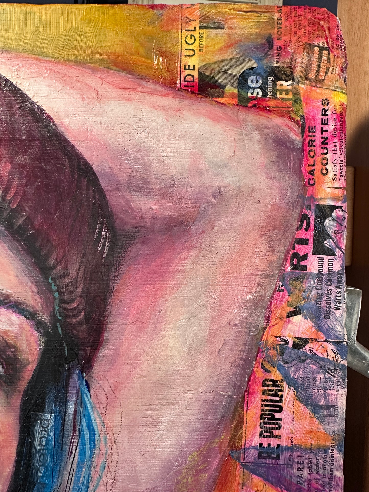'Thanks, I Already Saved Myself' 23.125x15.5x1.25" Original Mixed Media Painting