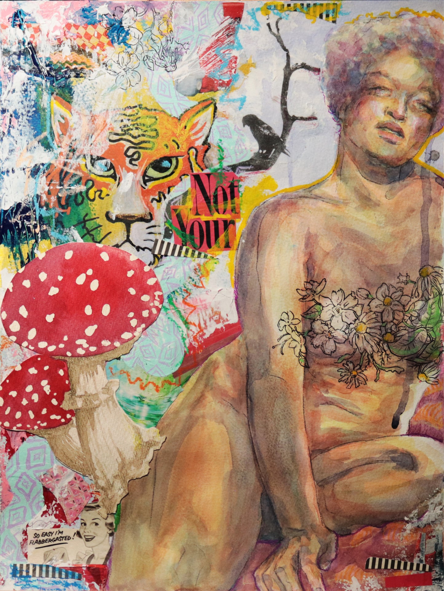 'In My Space' 12x16" Original Mixed Media Artwork - Unframed