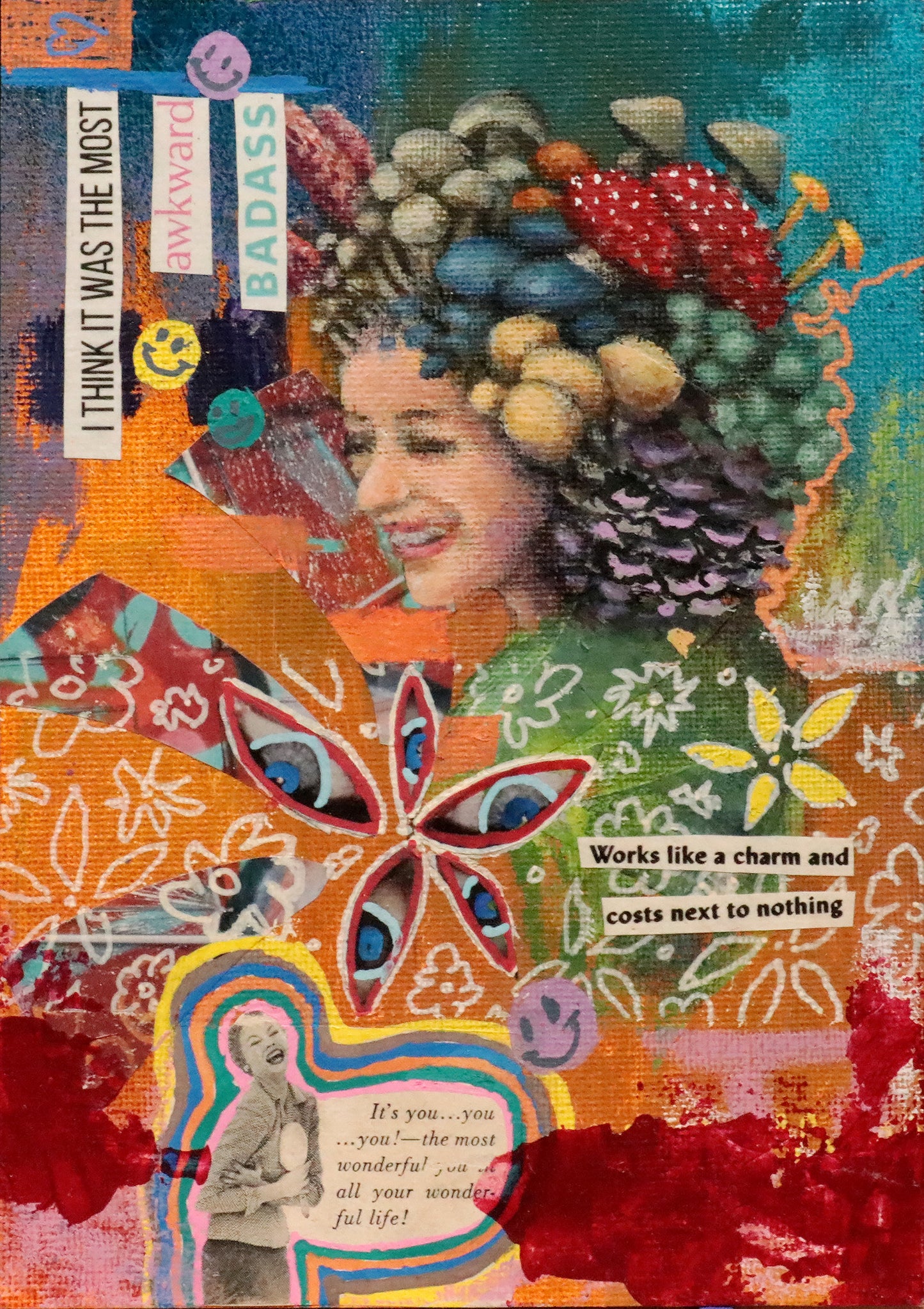 Nurturing the Awkward - 5x7" Original Mixed Media Mini Painting