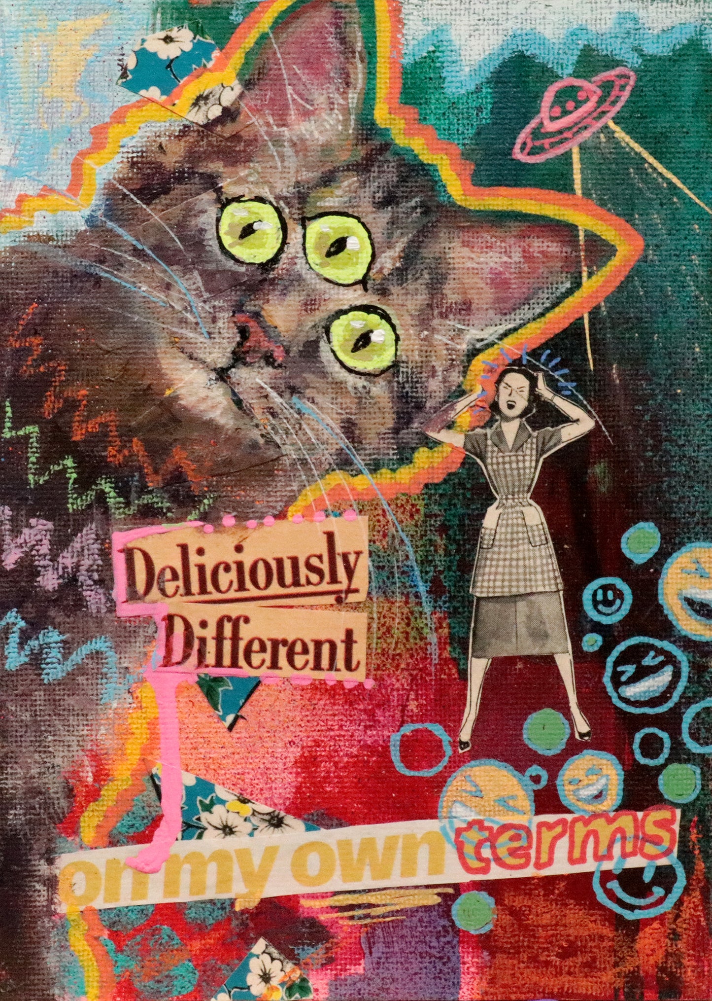 On My Terms - 5x7" Original Mixed Media Mini Painting