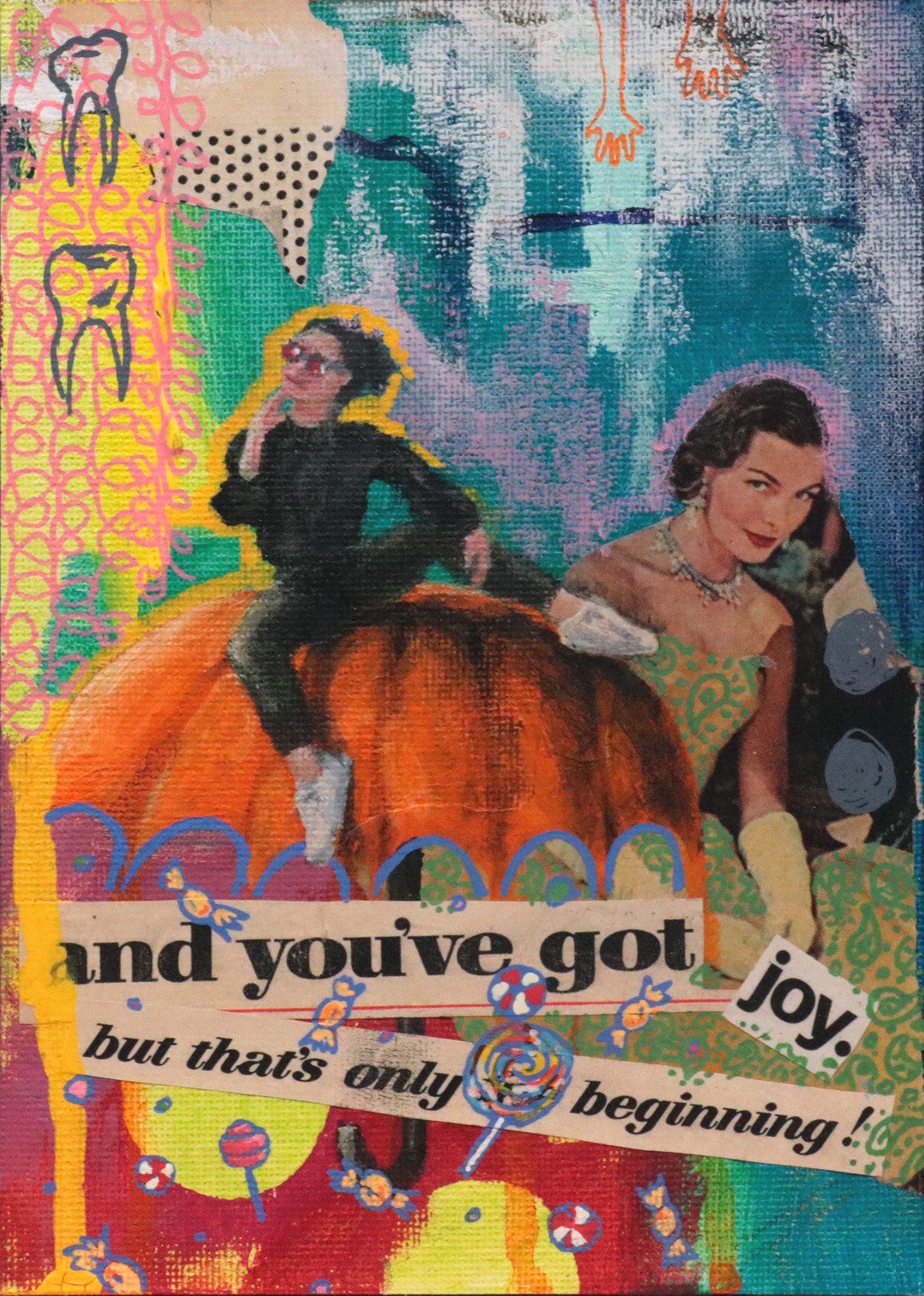Raining Joy - 5x7" Original Mixed Media Mini Painting