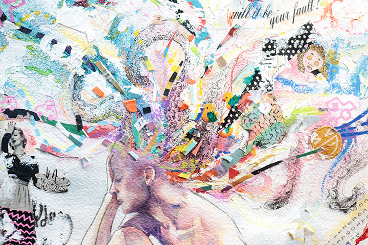 ‘I Can’t Even See Myself' 20x14" Original Mixed Media Painting - Unframed