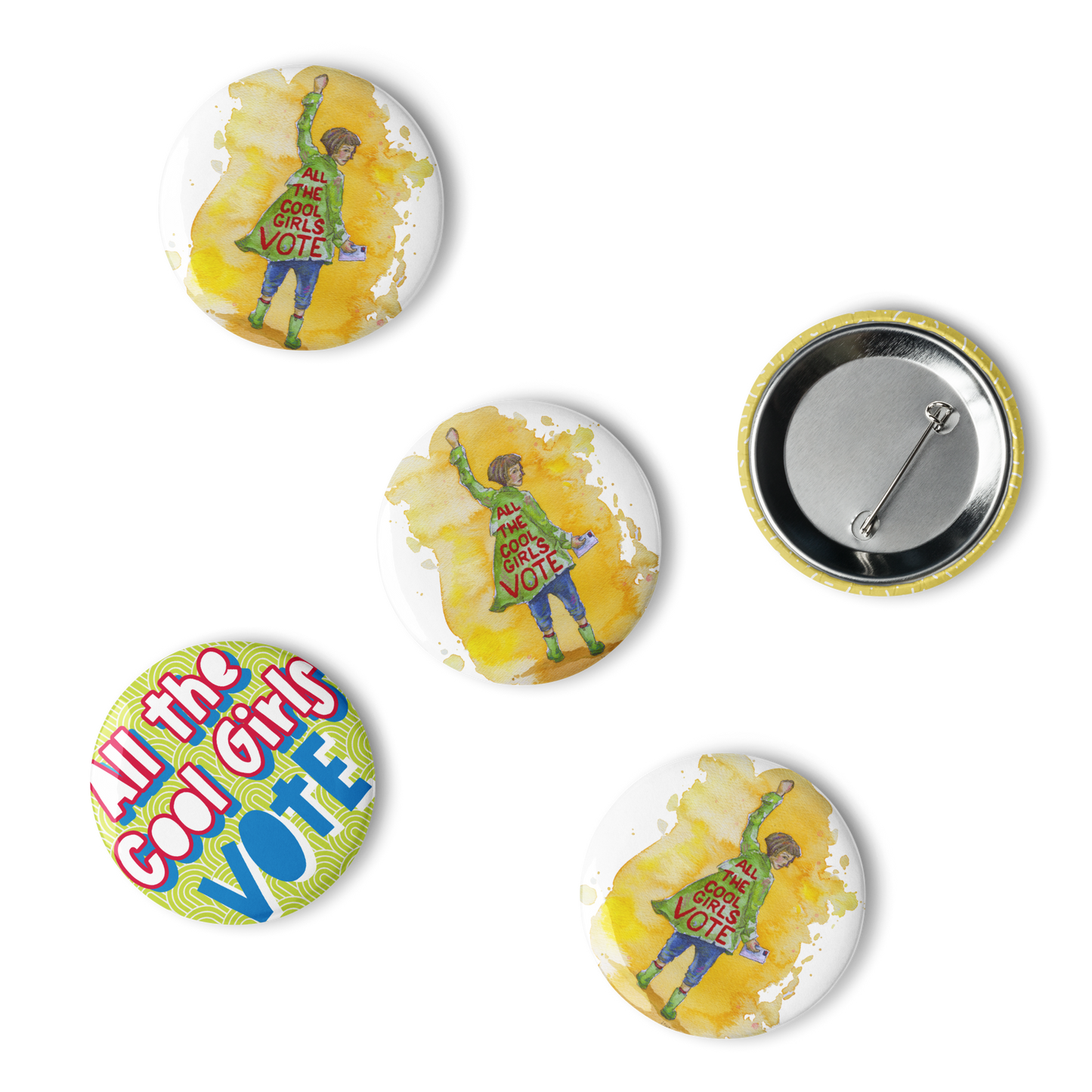 All the Cool Girls Vote Buttons - Set of 5 - 2.25 inch round Pins