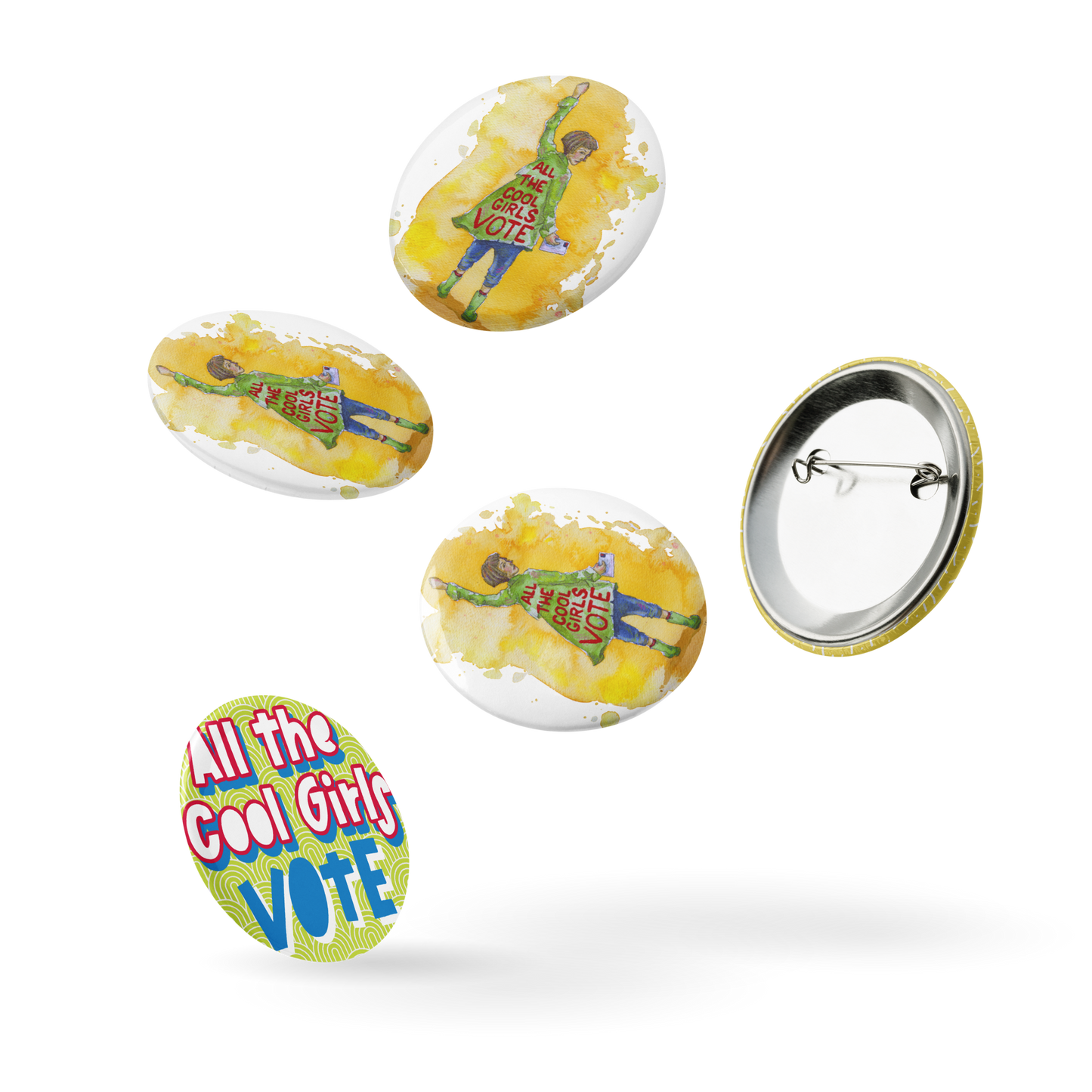 All the Cool Girls Vote Buttons - Set of 5 - 2.25 inch round Pins