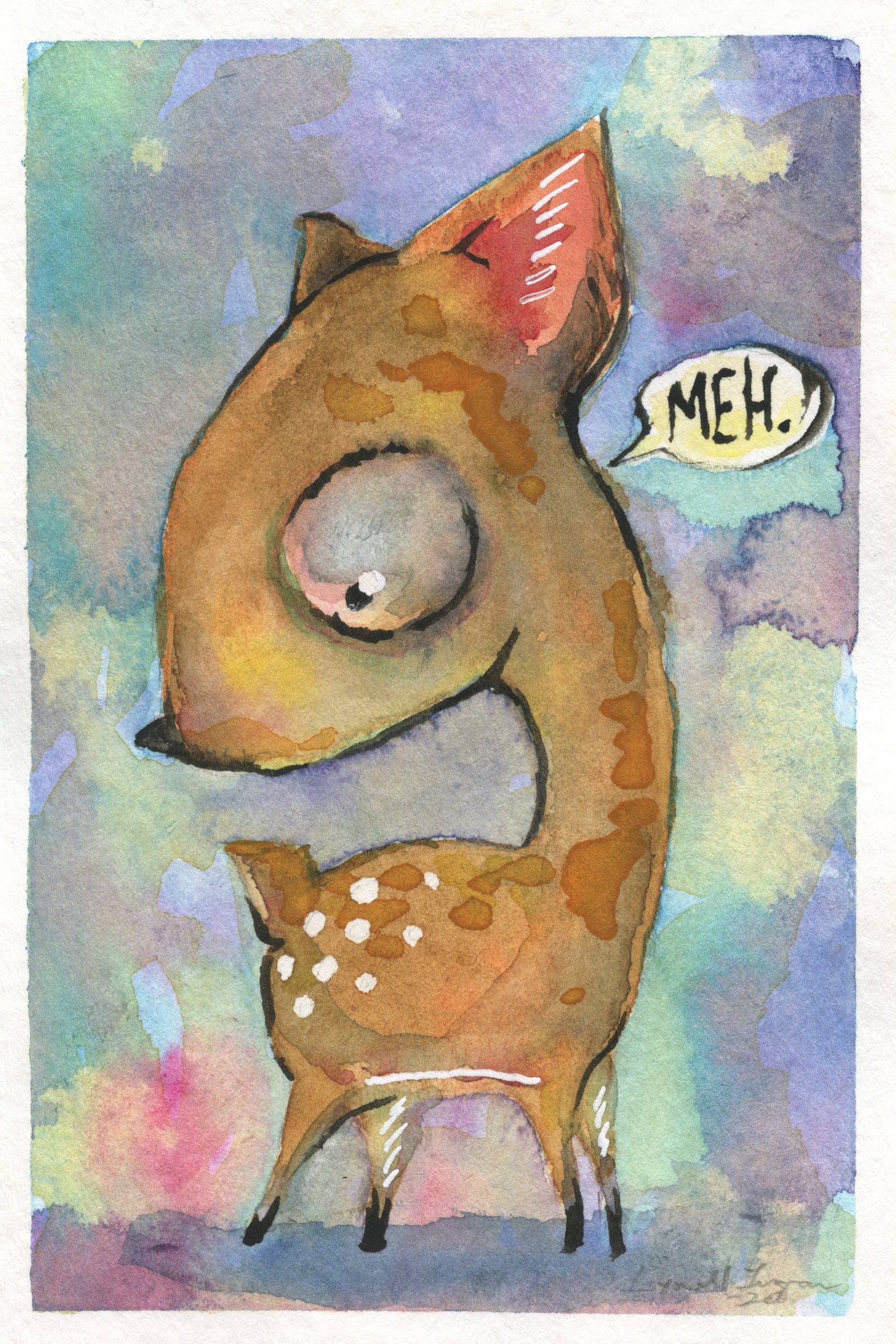 Meh. Deer - Original Watercolor Painting