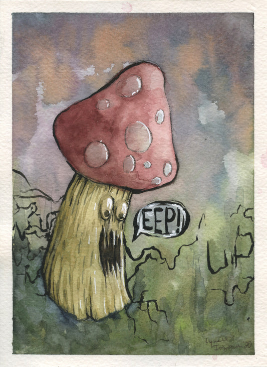 Existential Crisis (the Mushroom) - Original Watercolor and Ink Painting