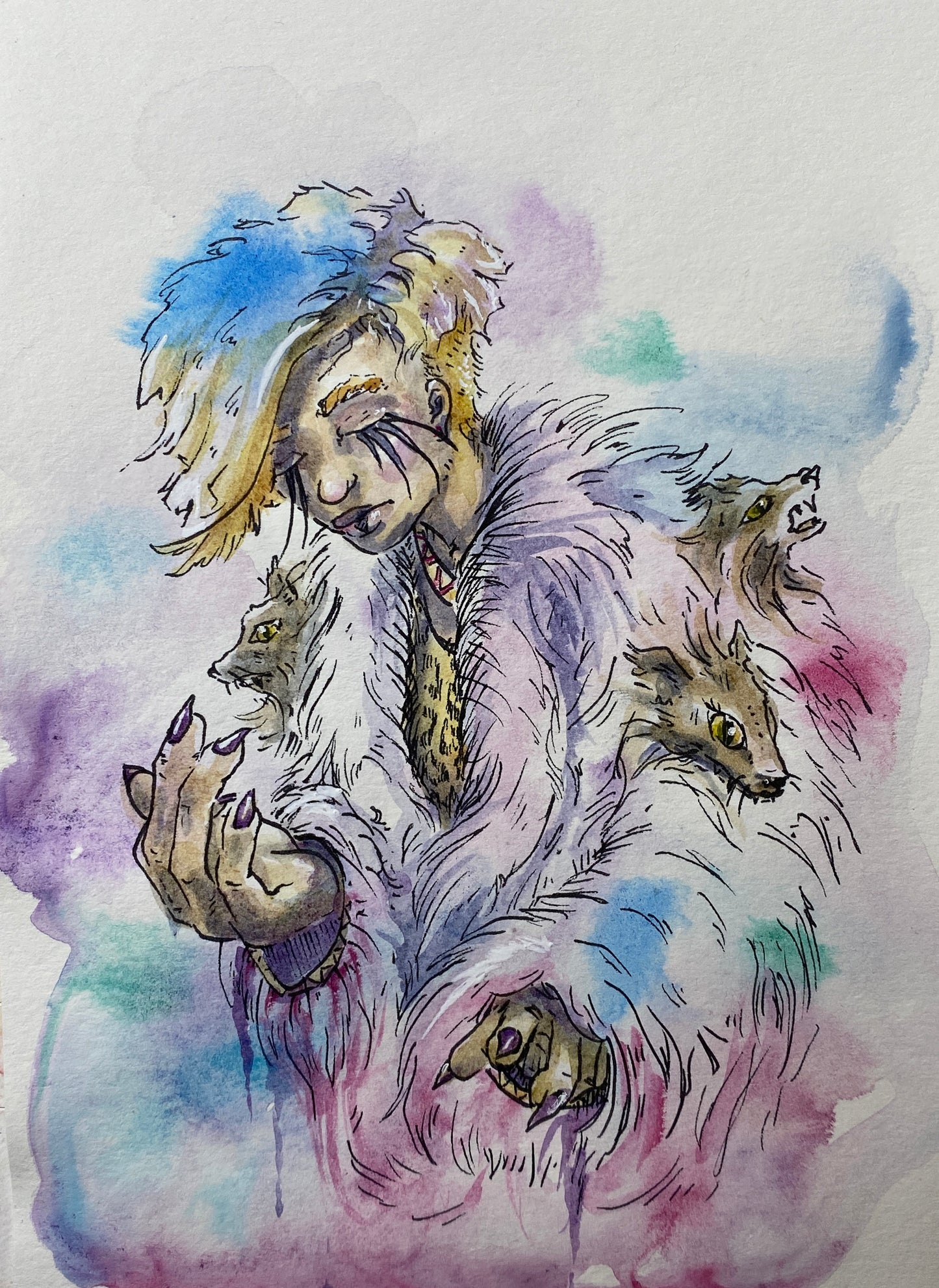 Luxury Furs - Original Watercolor and Ink Painting