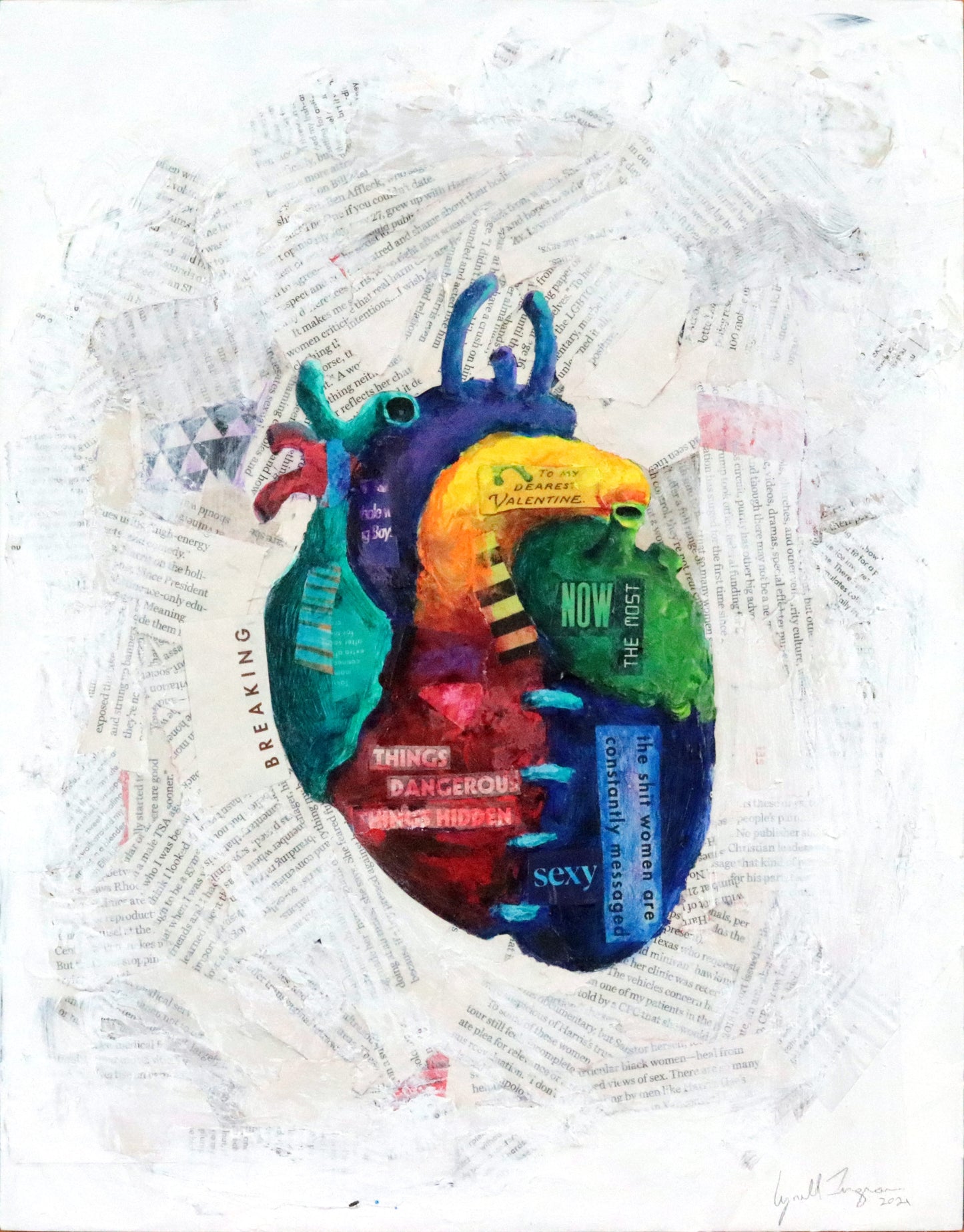 Parts I: Heart - 11x14" Mixed Media Original Painting - Framed