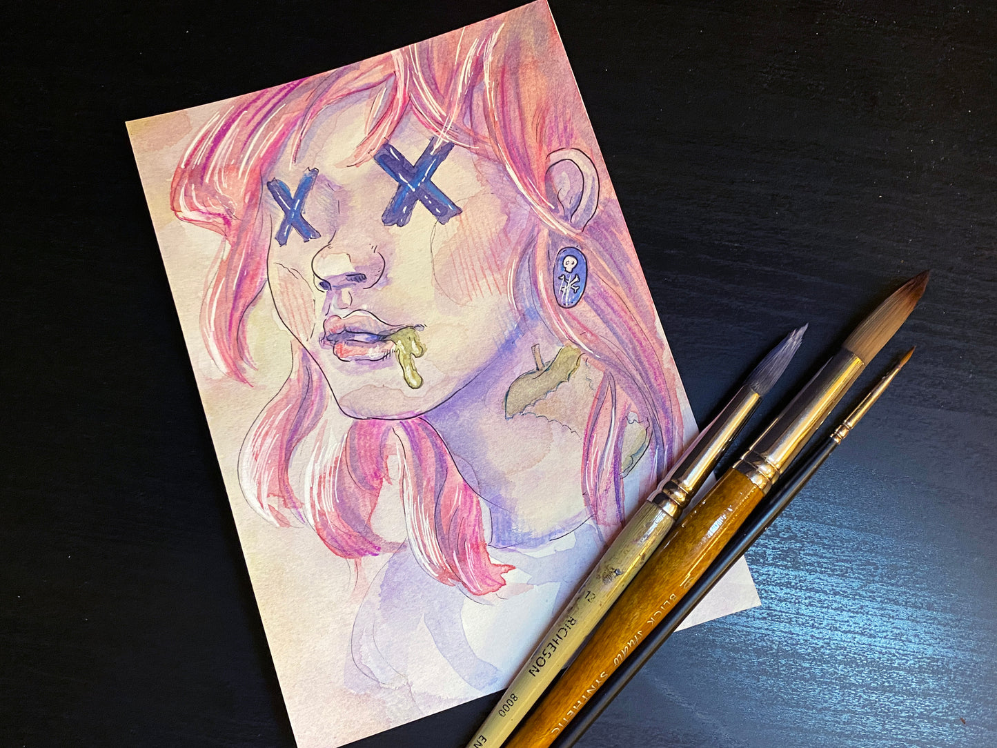 Poison Apple - Original Watercolor and Ink Painting