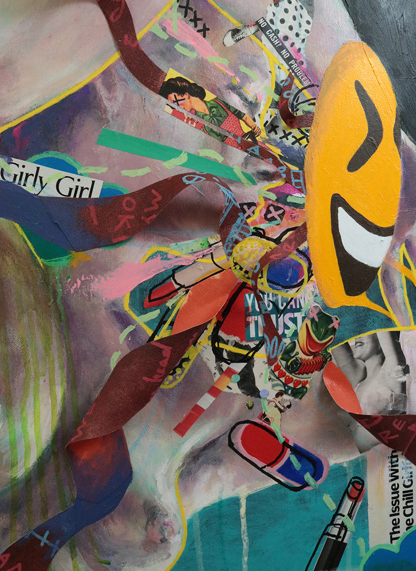 Put on a Happy Face - 24x24" Original Mixed Media Painting - Unframed