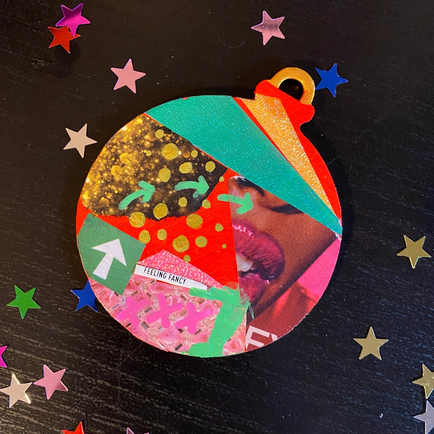 Handmade Collaged Christmas Ornaments