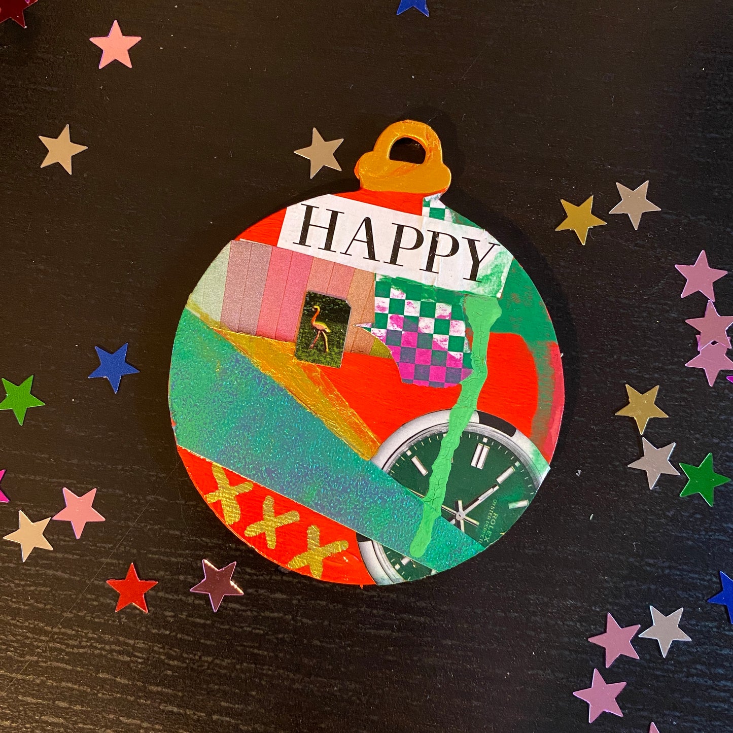 Handmade Collaged Christmas Ornaments
