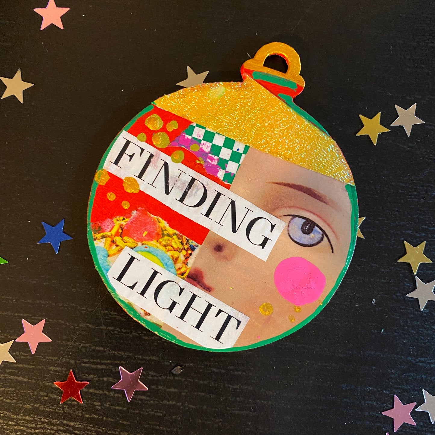 Handmade Collaged Christmas Ornaments