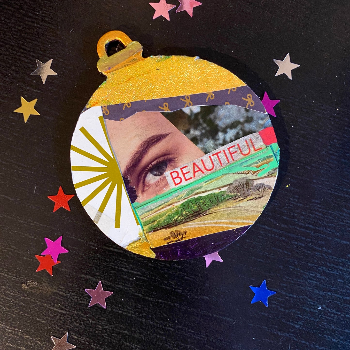 Handmade Collaged Christmas Ornaments