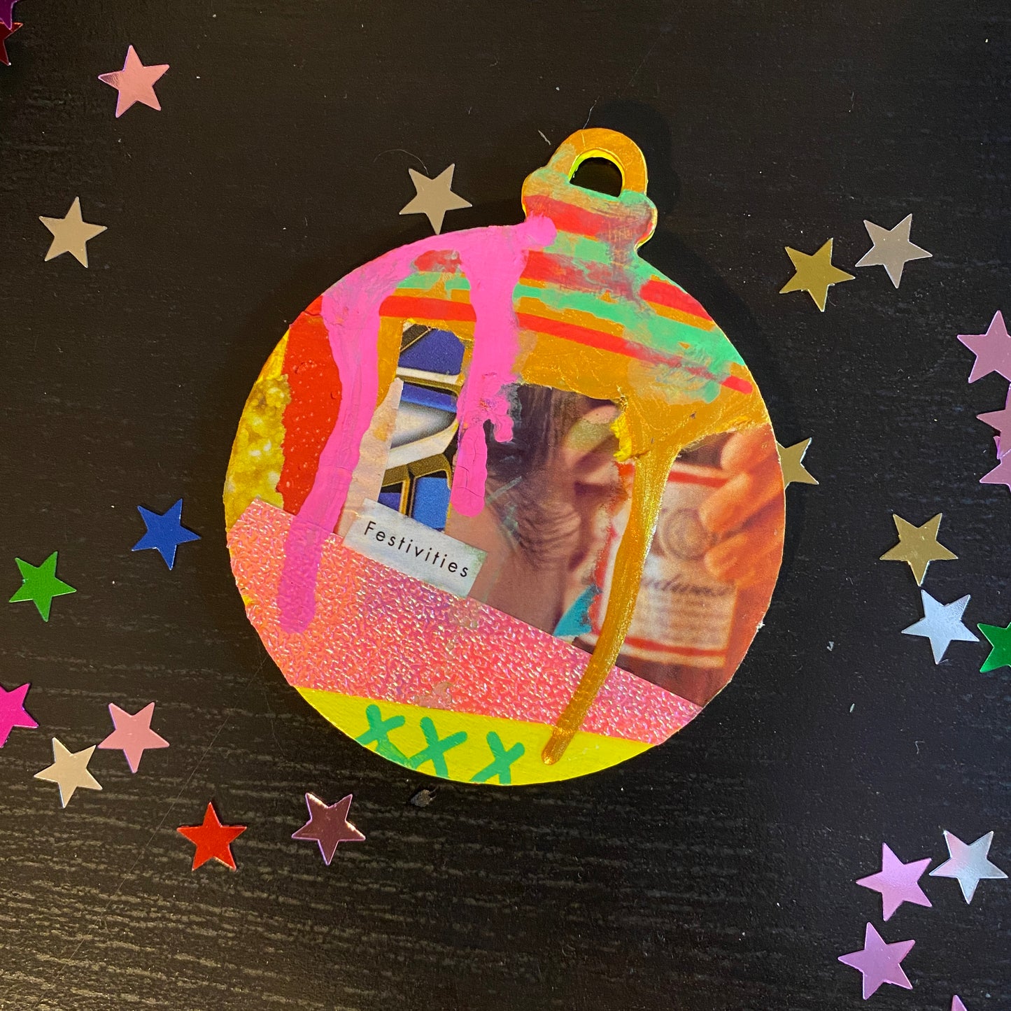 Handmade Collaged Christmas Ornaments