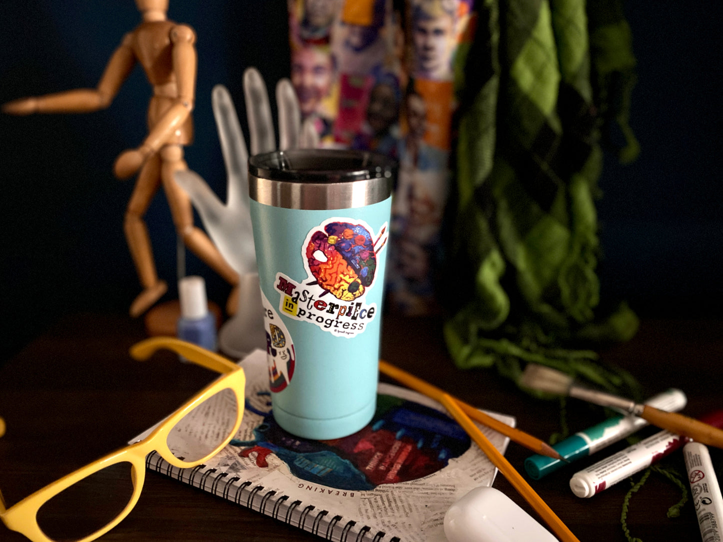 Masterpiece in Progress - Brain and Palette - Sticker