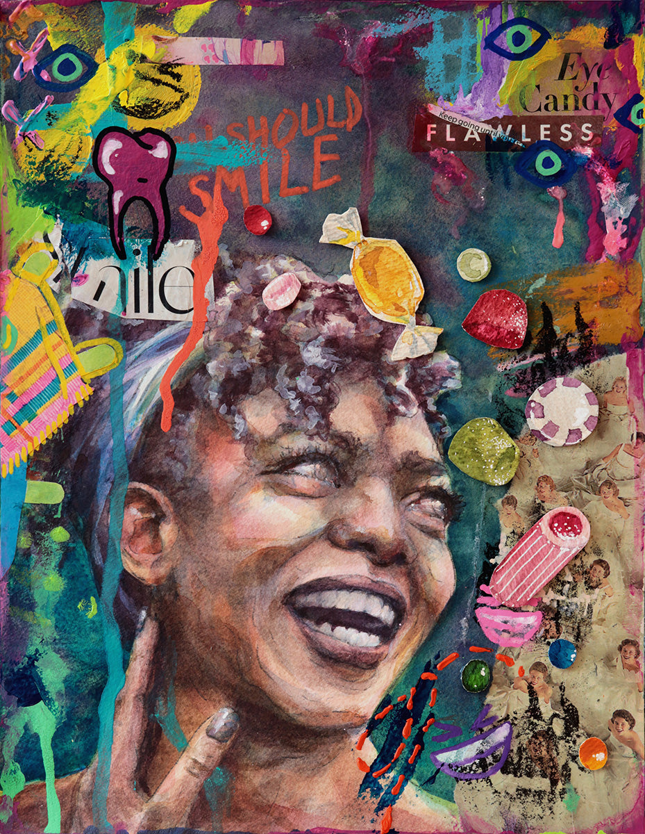 'Isn't That Sweet' 9x12" Original Mixed Media Painting - Unframed