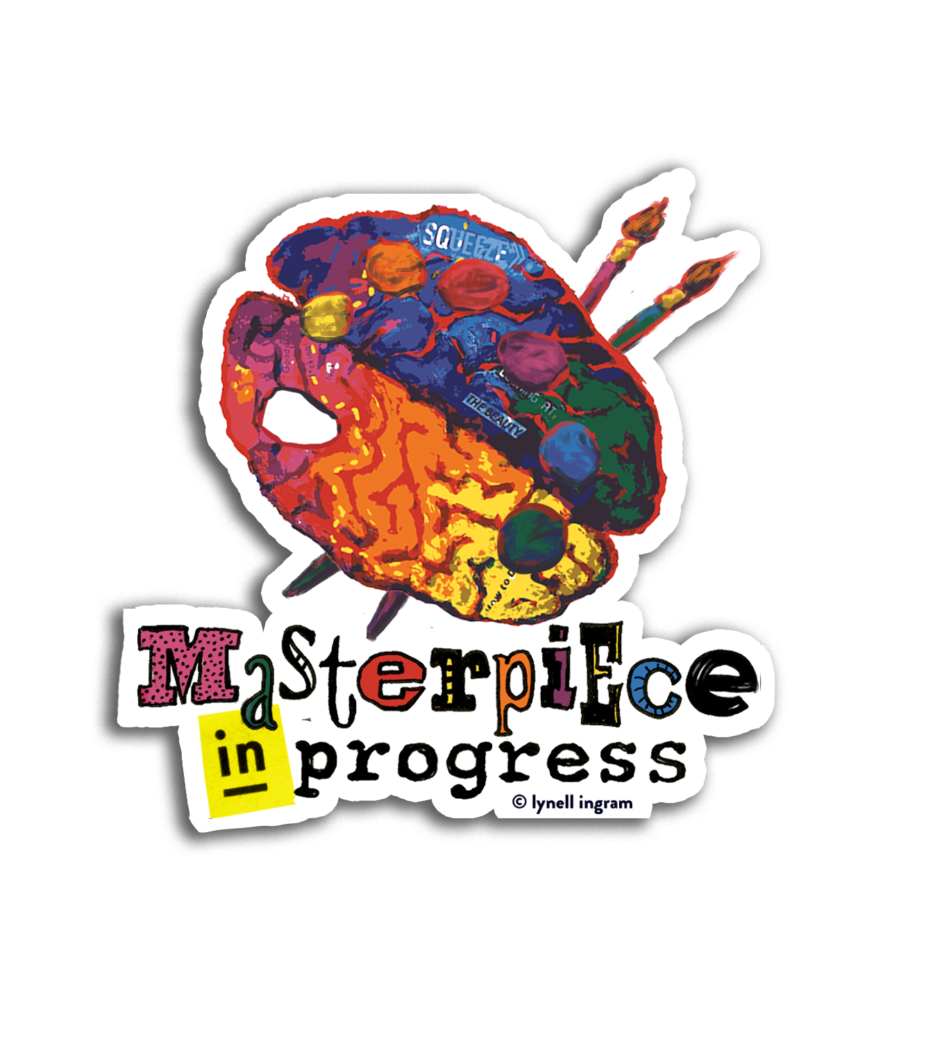 Masterpiece in Progress - Brain and Palette - Sticker