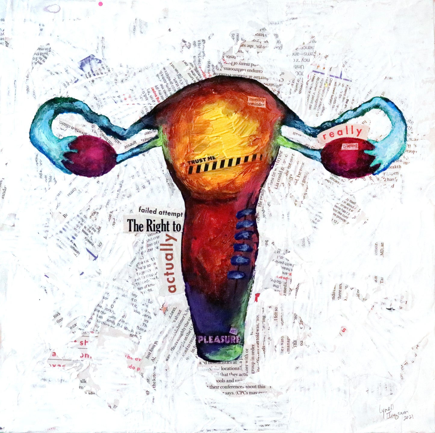 Parts III: Uterus - 12x12" Mixed Media Original Painting - Framed