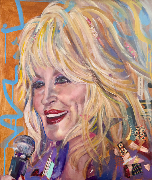 Dolly Parton Portrait - Mixed Media Painting on Canvas - Unframed