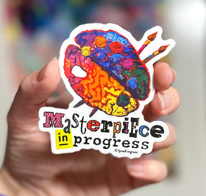 Masterpiece in Progress - Brain and Palette - Sticker